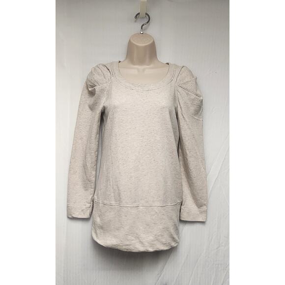 BCBGENERATION Wool Blend Ivory Cable Ruffle Shoulder Tunic Sweater XS - Picture 2 of 6